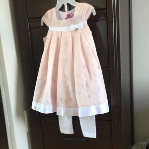 Bunny print baby girl dress and leggings set NWT